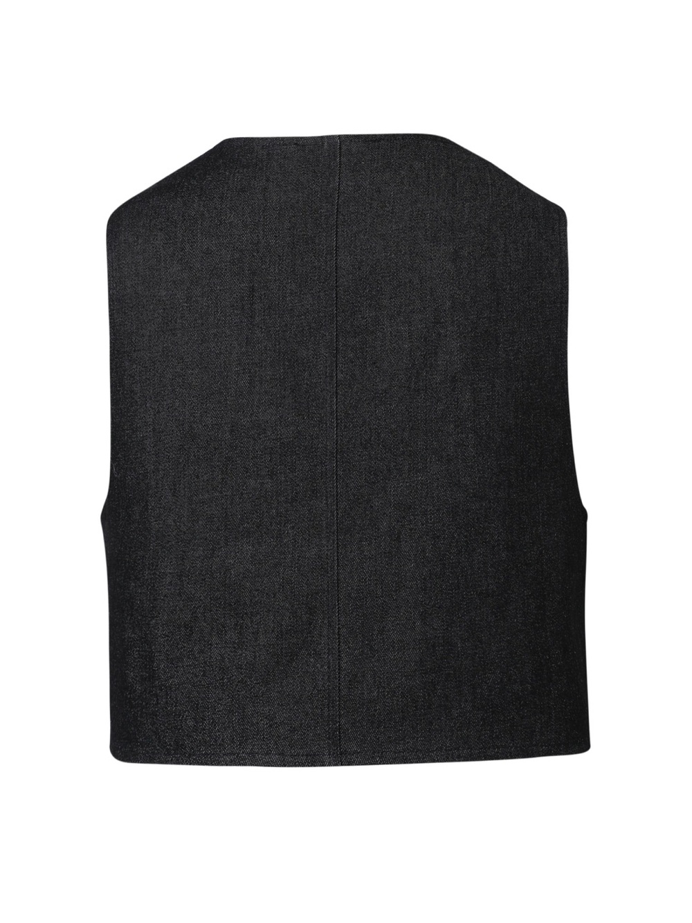 Black Denim Vest - Tailored Sleeveless Jacket - Picture 3 of 4